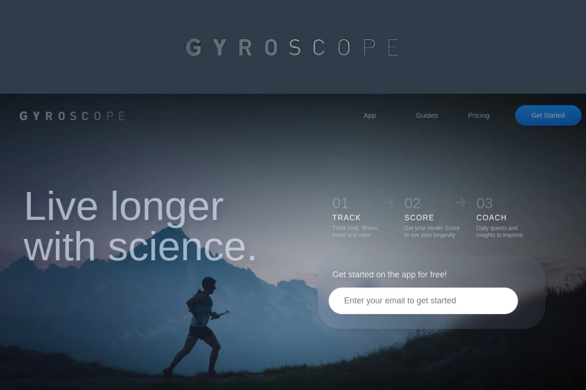 Gyroscope website dashboard with logo
