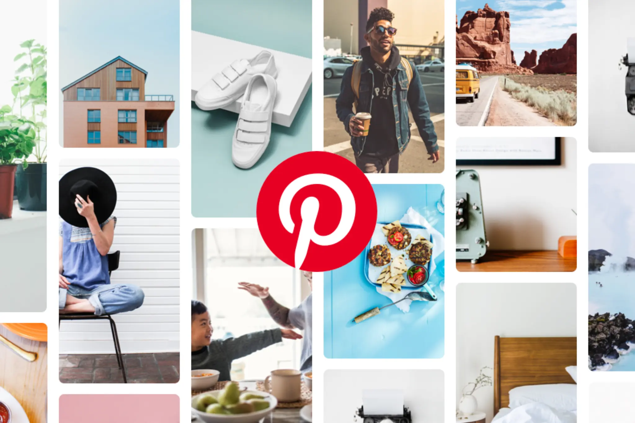 Photos of Pinterest with logo in center
