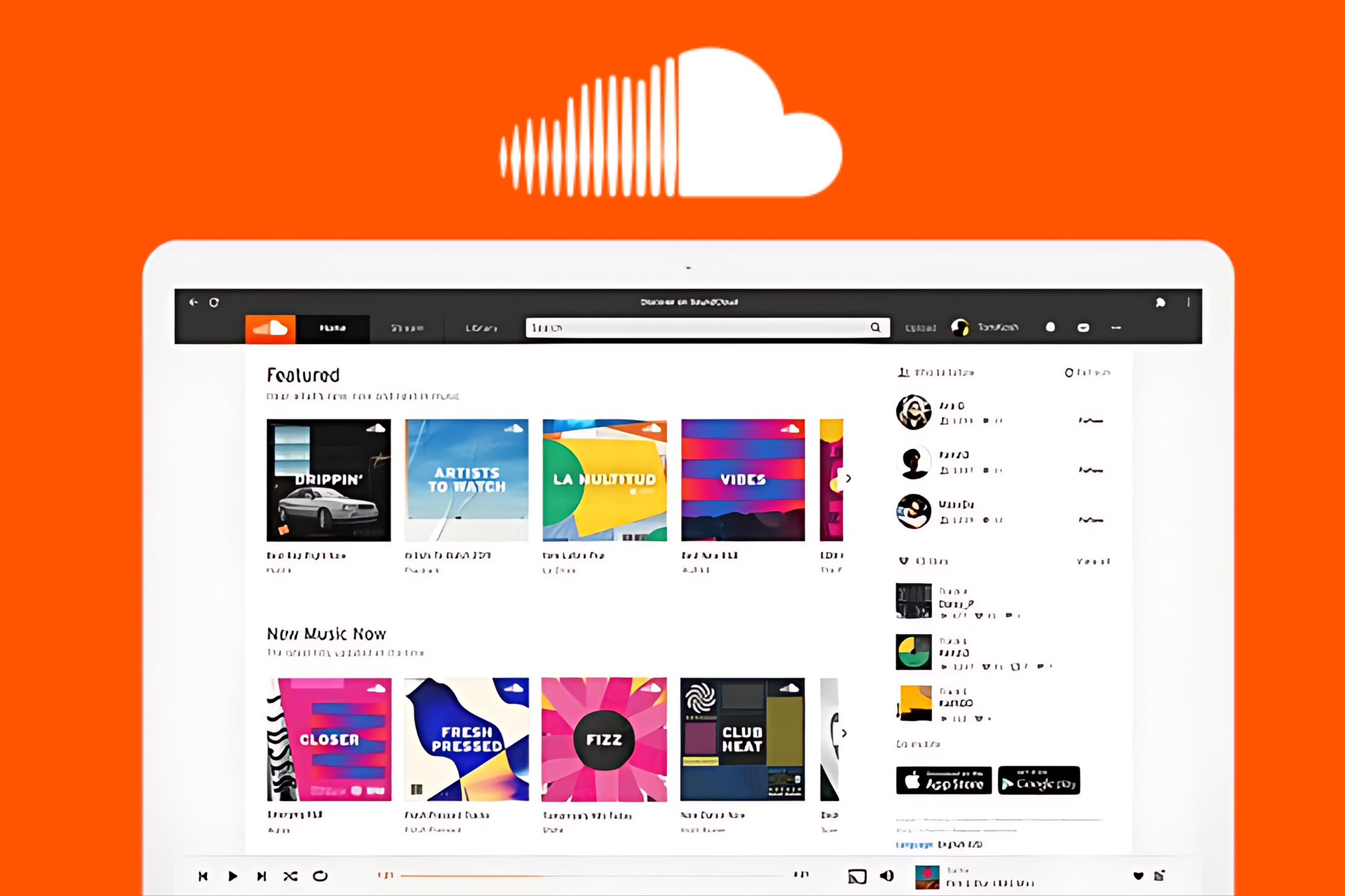 Soundcloud logo with website dashboard screenshot